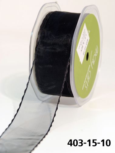 Ruban transparent aux bords satins et onduls NOIR